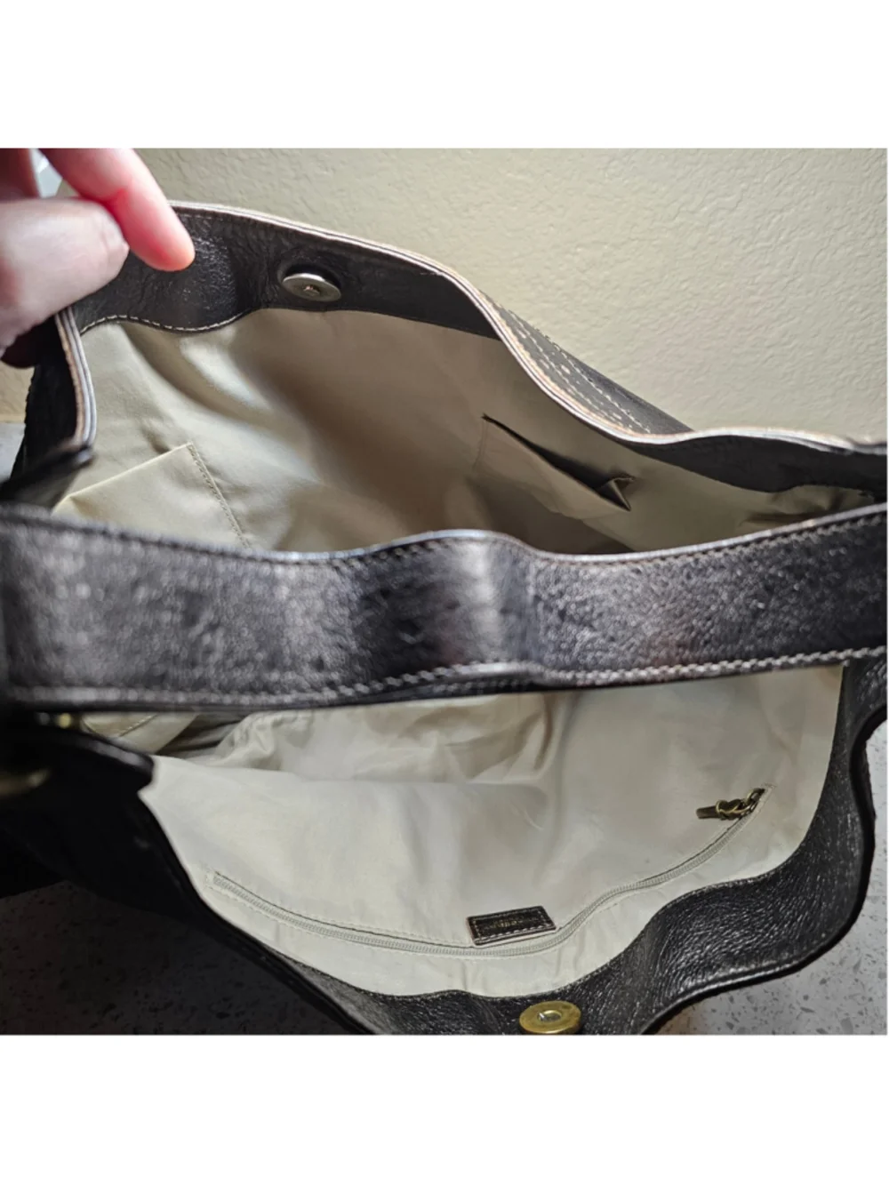 Burberry Metallic Bronze Leather Hobo Shoulder Bag with COA